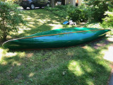 Cedar fiberglassed 15' green canoe - [click here to zoom]