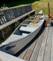 Mirro Craft Aluminum 15’ Canoe with three wooden paddles and side mount for motor - [click here to zoom]